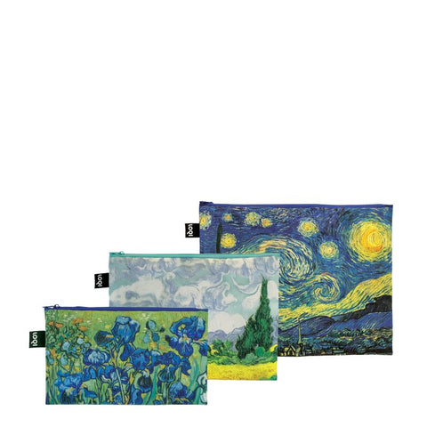MUSEUM Collection/VINCENT VAN GOGH/The Starry Night,A Wheatfield With Cypresses,Irises  Zip Pockets Recycled/  ZP.VG