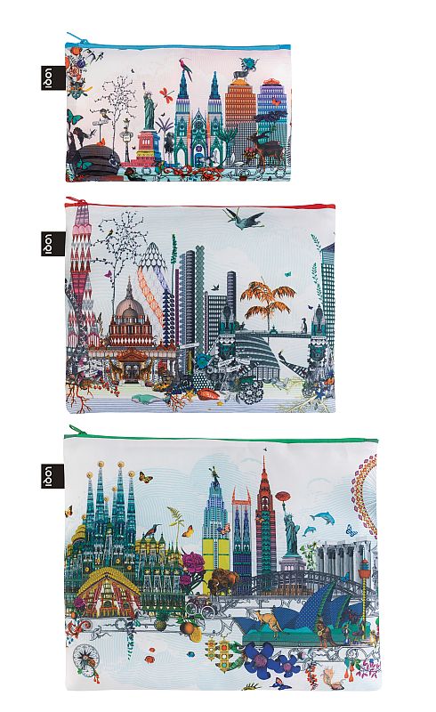 ARTISTS Collection/Zip Pockets/Kristjana S Williams Interiors/World Skyline/©Kristjana S Williams Interiors/ZP.KW.WS