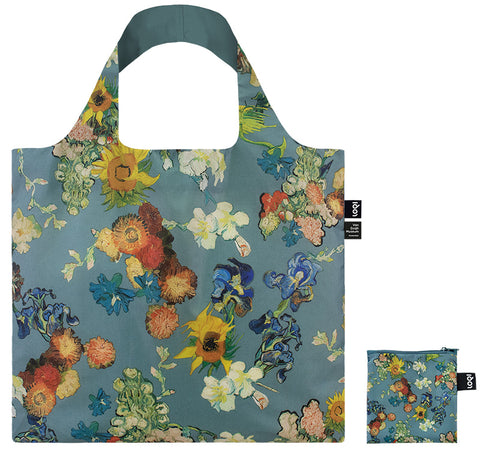MUSEUM  Collection/VINCENT VAN GOGH/VGM 50th Anniversary Bouquet/Flower Pattern,Blue Canvas Recycled Bag/VGM.AB