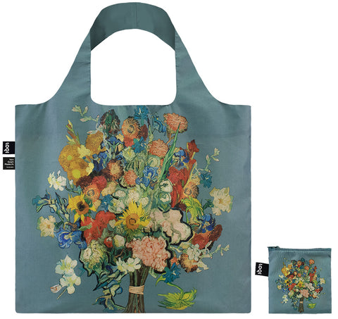 MUSEUM  Collection<br>VINCENT VAN GOGH  <br>VGM 50th Anniversary Bouquet/Flower Pattern,Blue Canvas Recycled Bag<br>VGM.AB