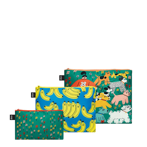 ARTISTS Collection/Zip Pockets Recycled/TESS SMITH-ROBERTS/Bad Bananas & Dog Walking/ZP.TS.BR
